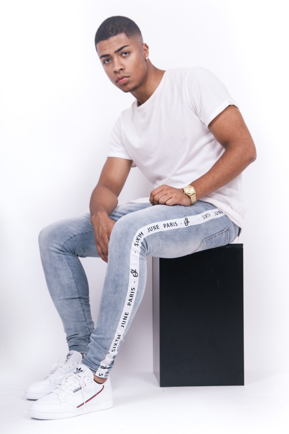 Sixth June - Jean bande blanche logo bleu