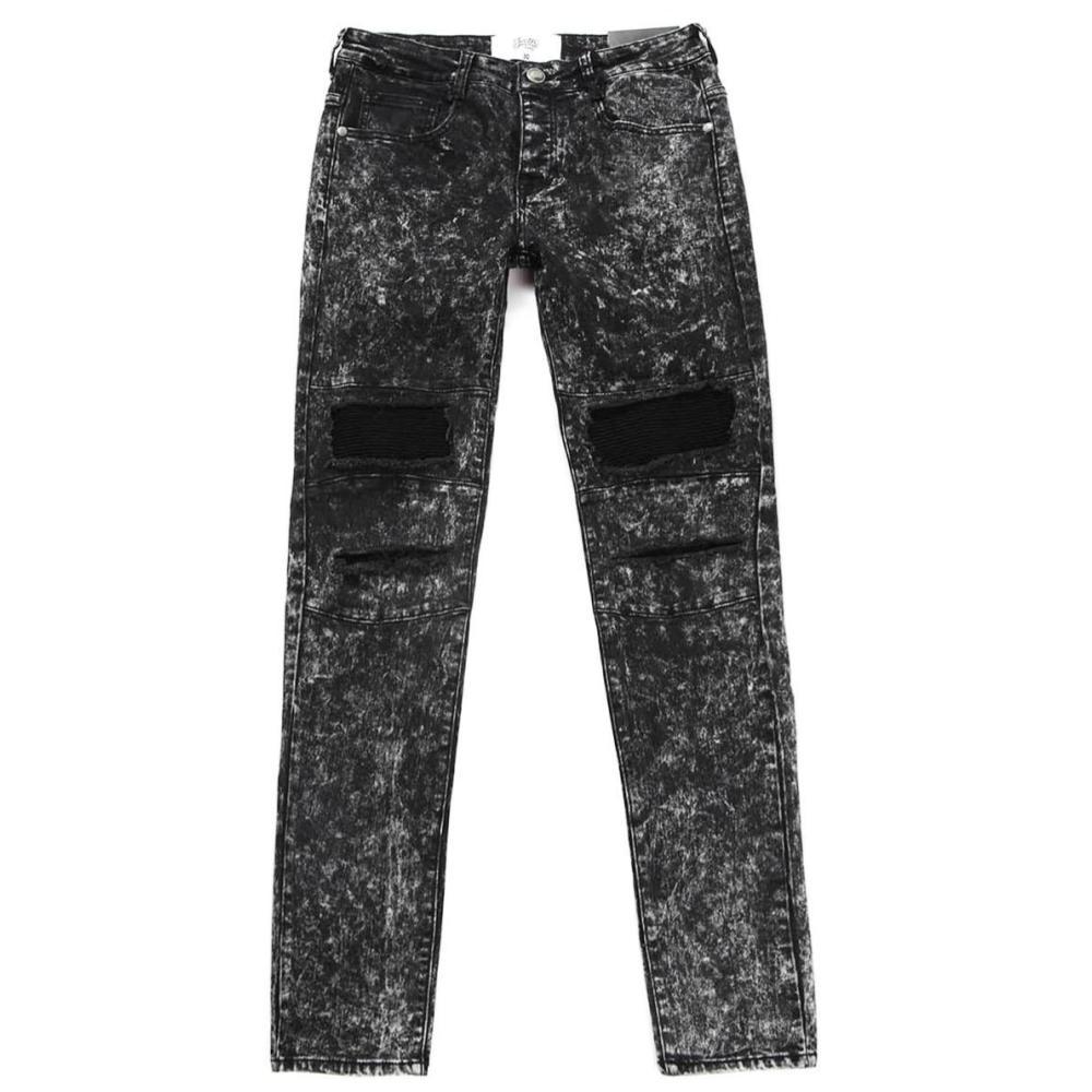 Jean biker Sixth June destroy acid wash noir M2228HDE 