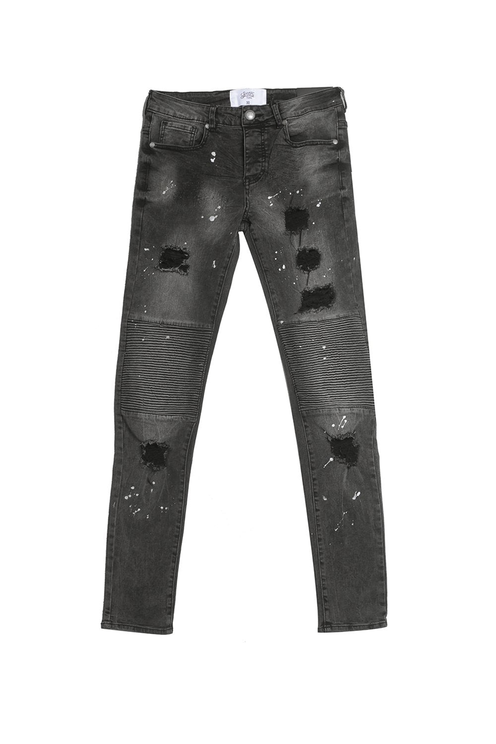Jean biker tâches Sixth June gris foncé M2300HDE