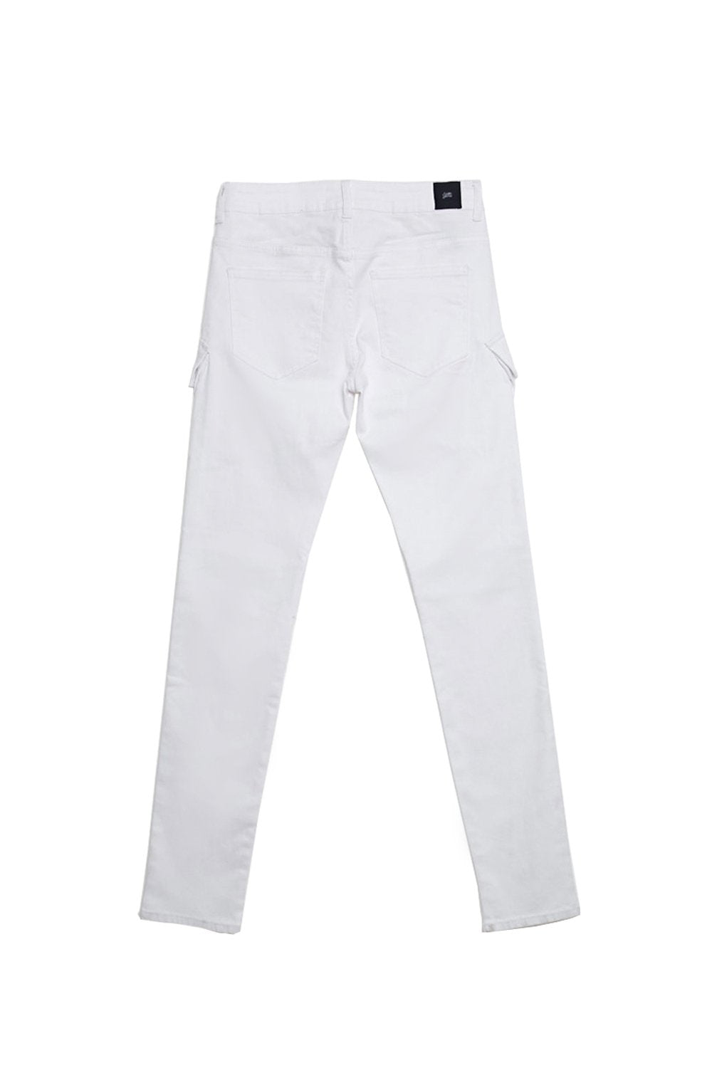 Denim biker cargo pockets white