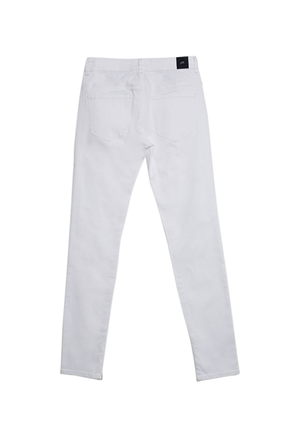 Denim ankle zipper white