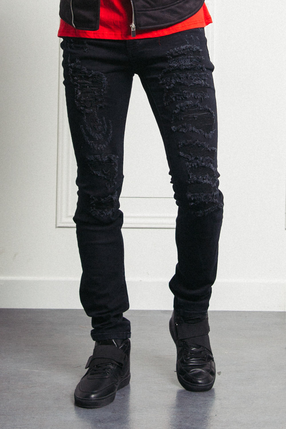 Sixth June - Denim destroyed inside patches black M2462HDE