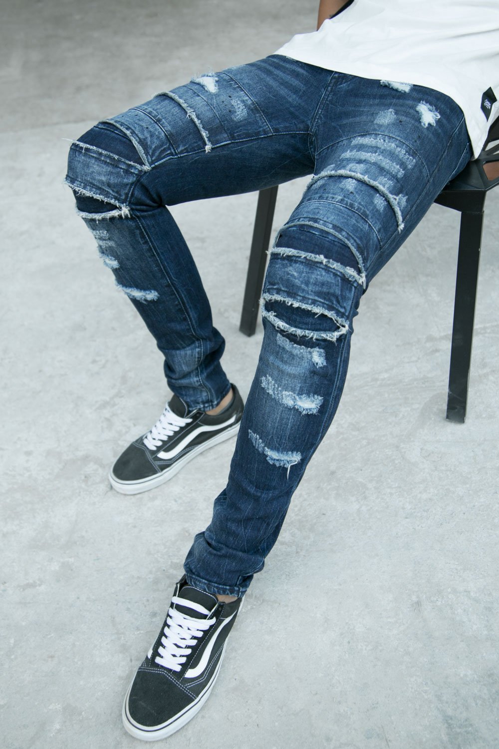Seams Destroyed Jeans Blue