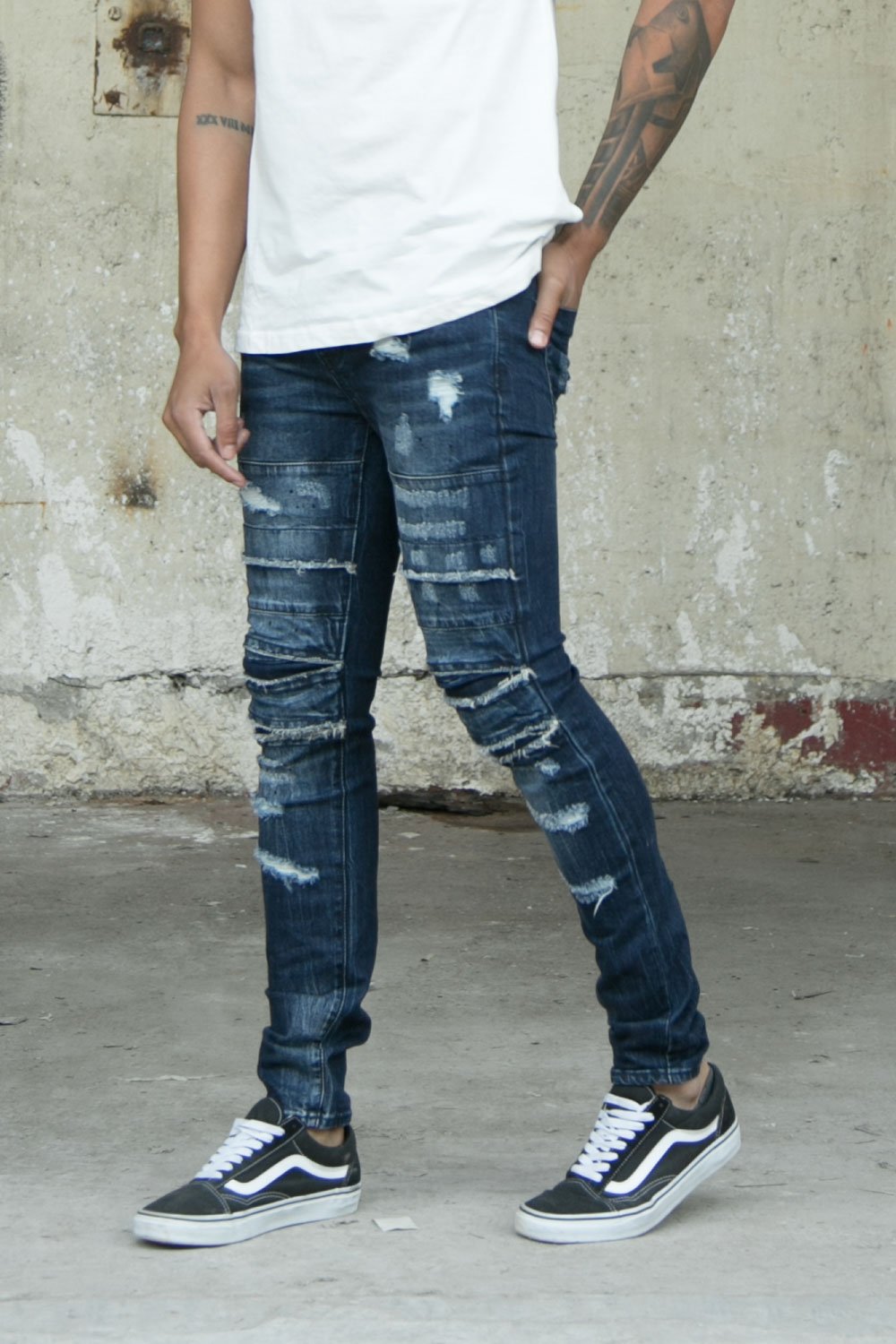 Seams Destroyed Jeans Blue