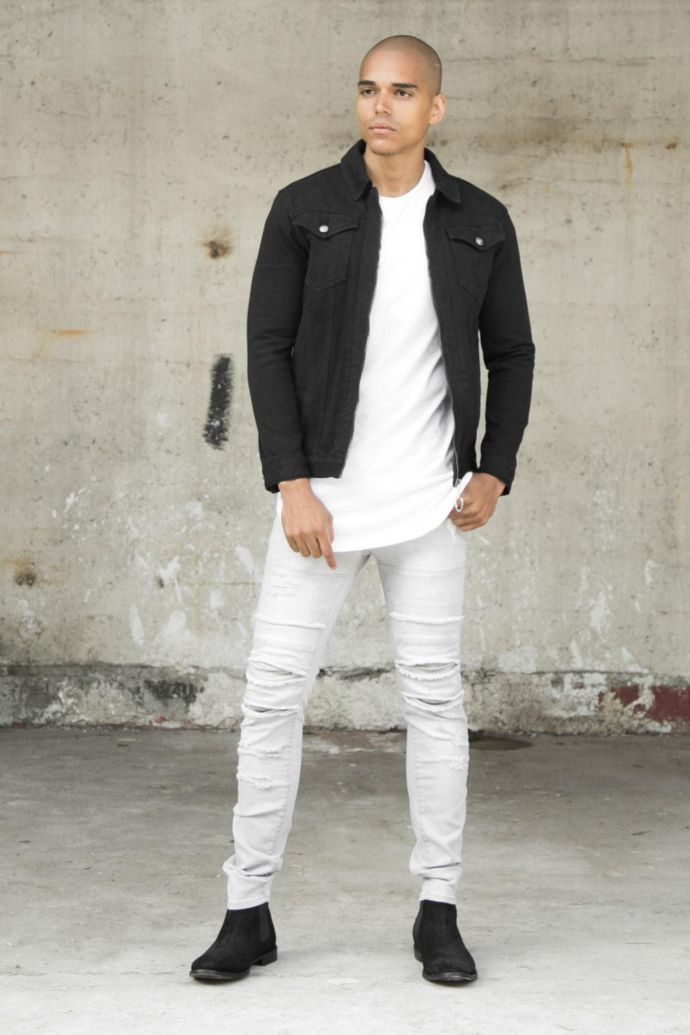 Sixth June - Jean déchiré coutures Sixth June gris