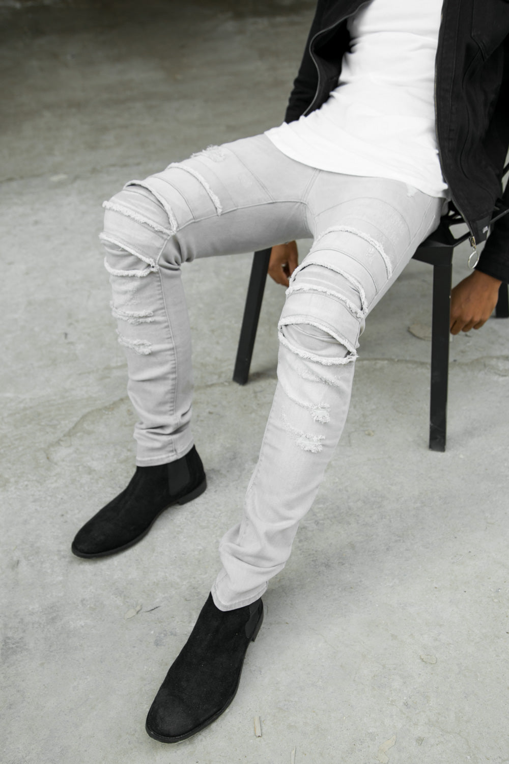 Sixth June - Jean déchiré coutures Sixth June gris