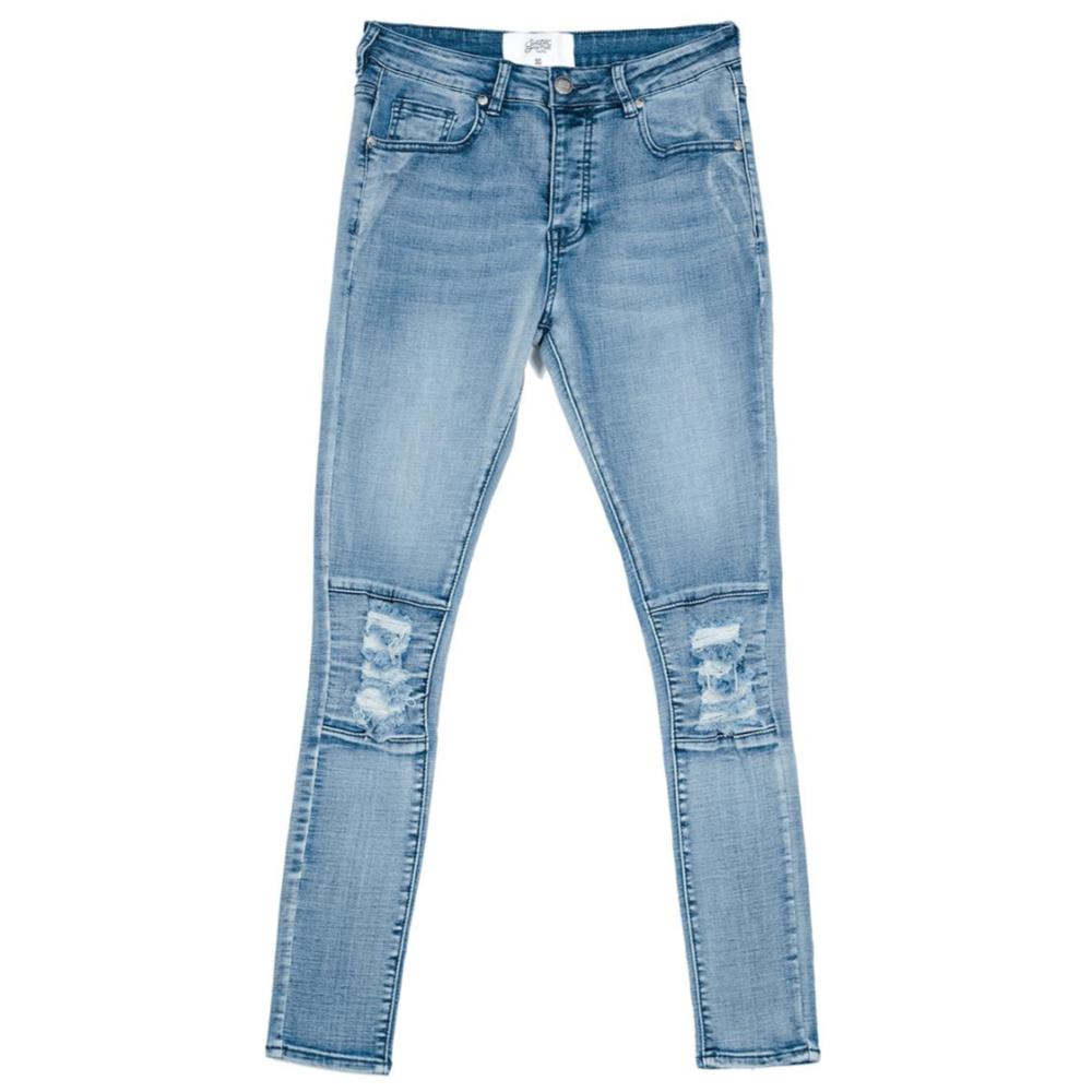 Sixth June - Jean biker déchiré genou bleu