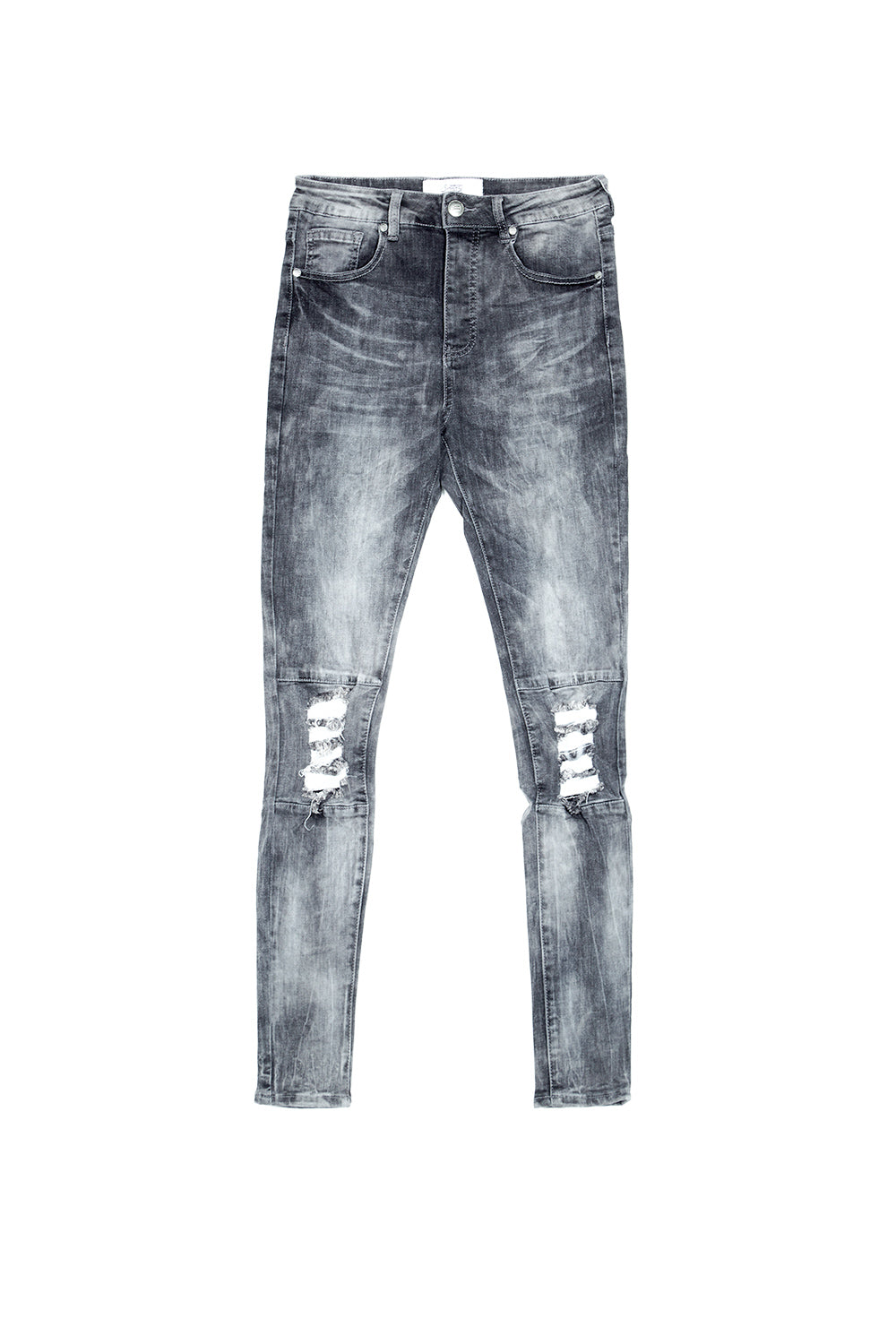Sixth June - Jean biker déchiré genou gris