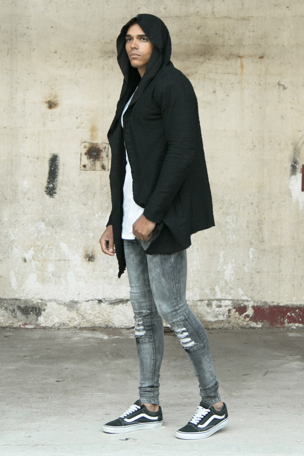 Sixth June - Jean biker déchiré genou gris