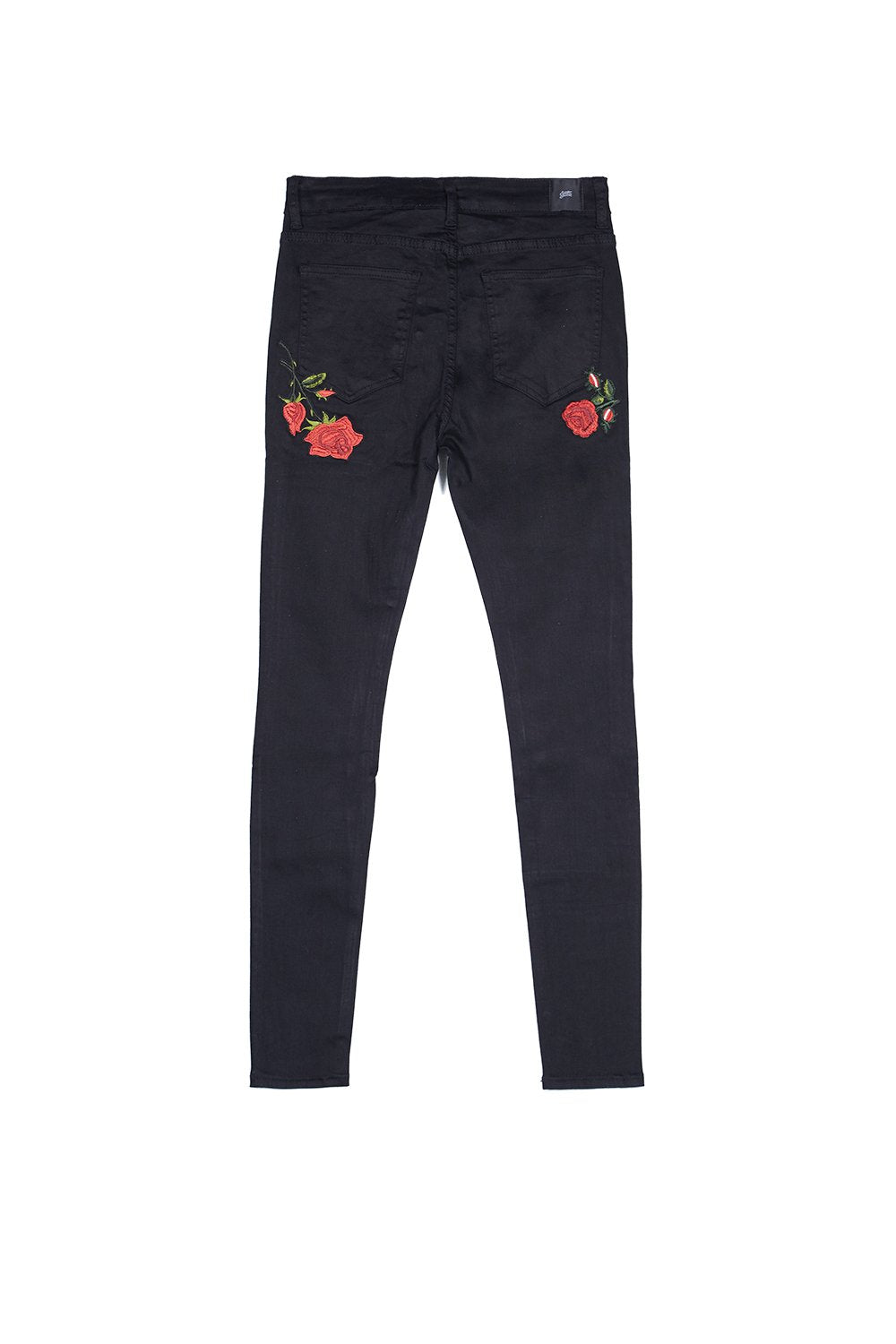 Pink Embroideries Jeans Black