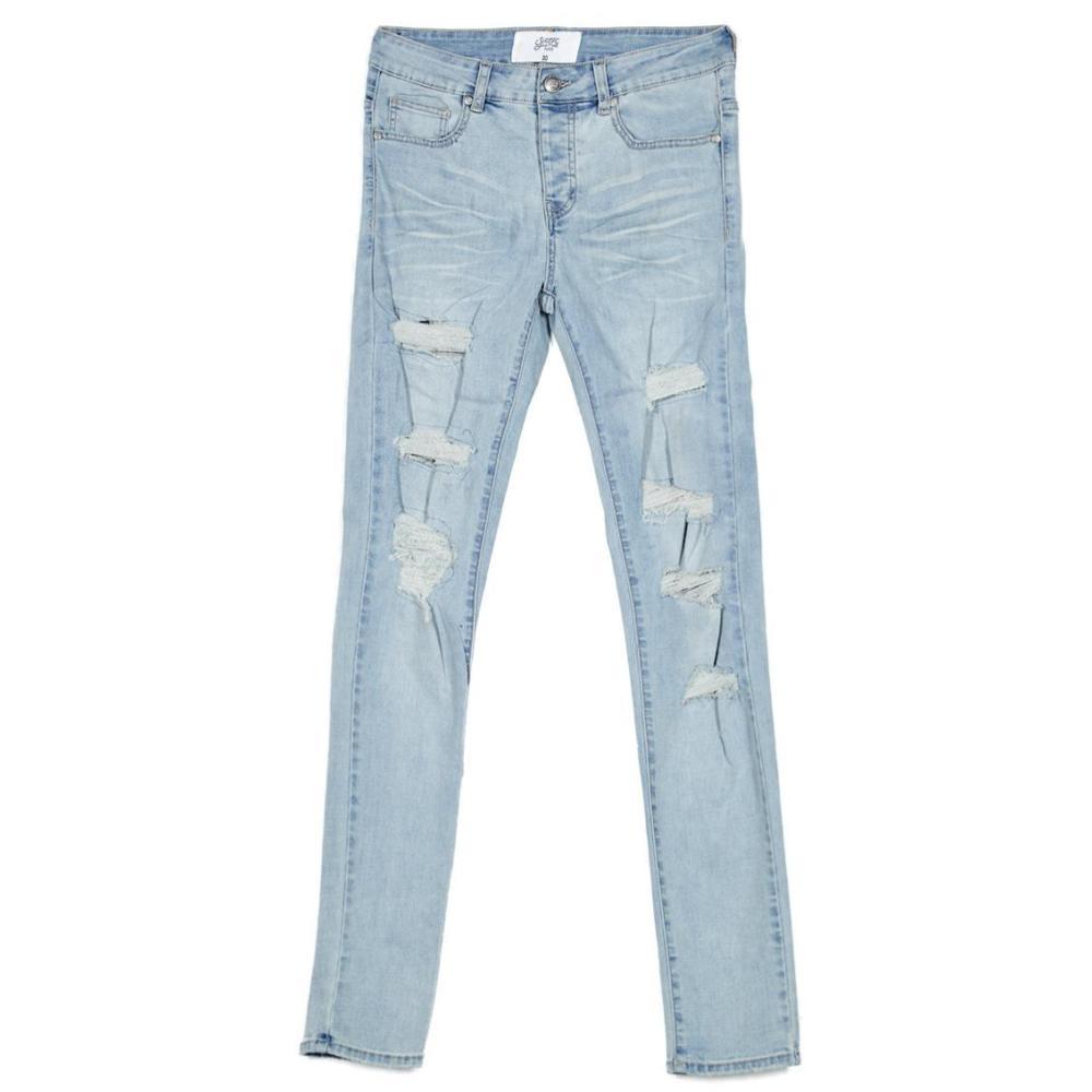 Destroyed Yoke Jeans Blue