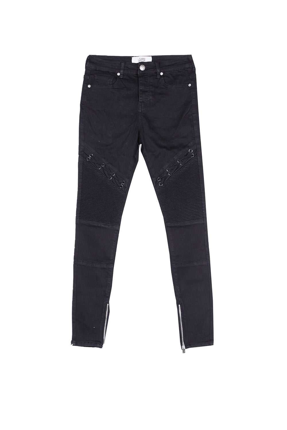 Sixth June - Jean biker lacets noir