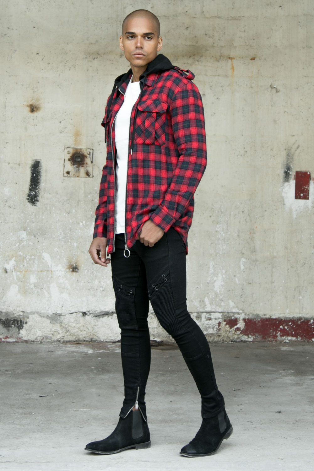 Sixth June - Jean biker lacets noir