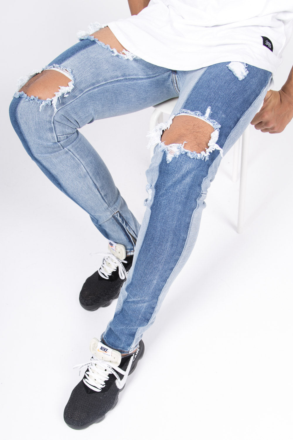 Sixth June - Jean bicolore destroy bleu