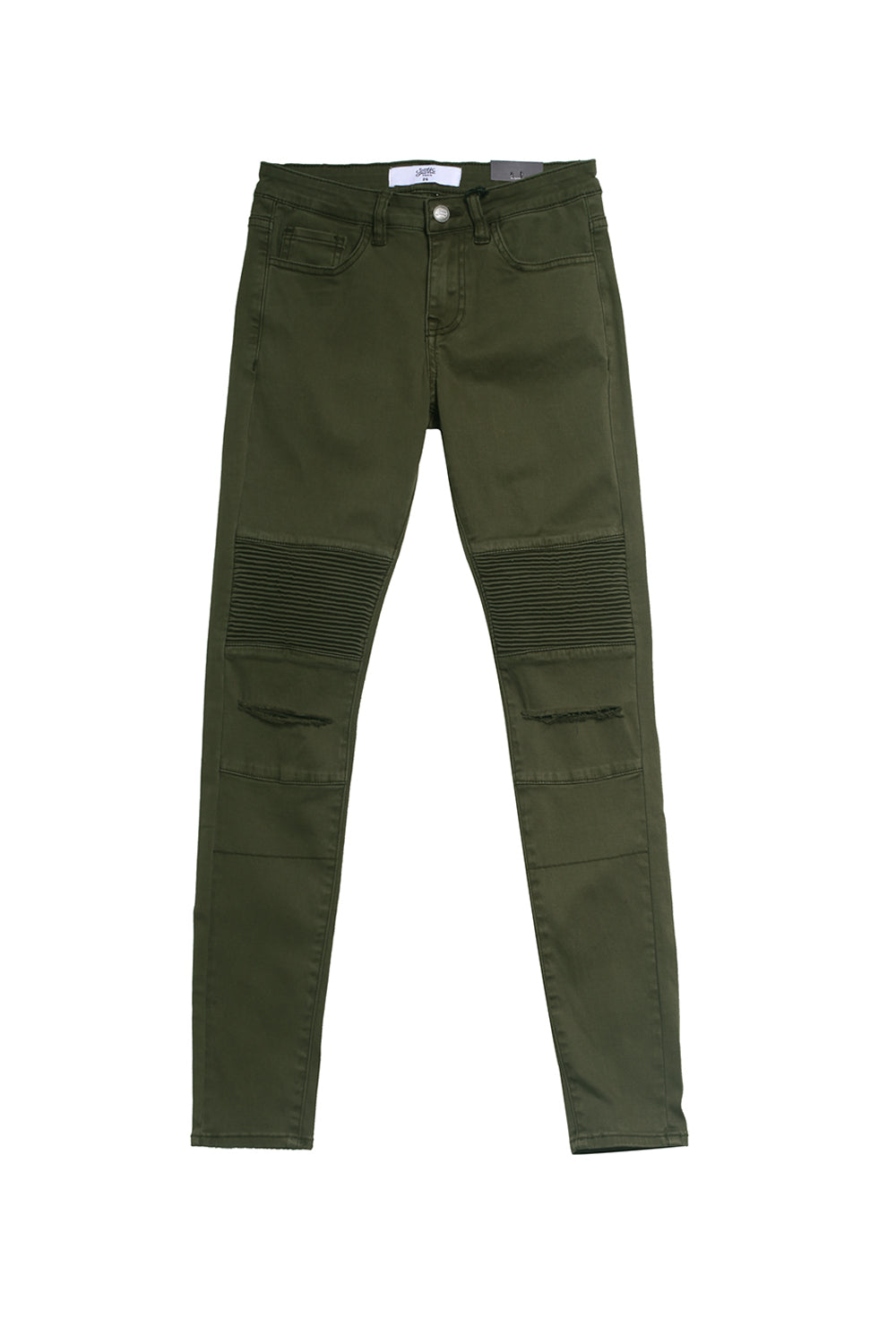 Sixth June - Jean biker Femme destroy kaki W2339HDE