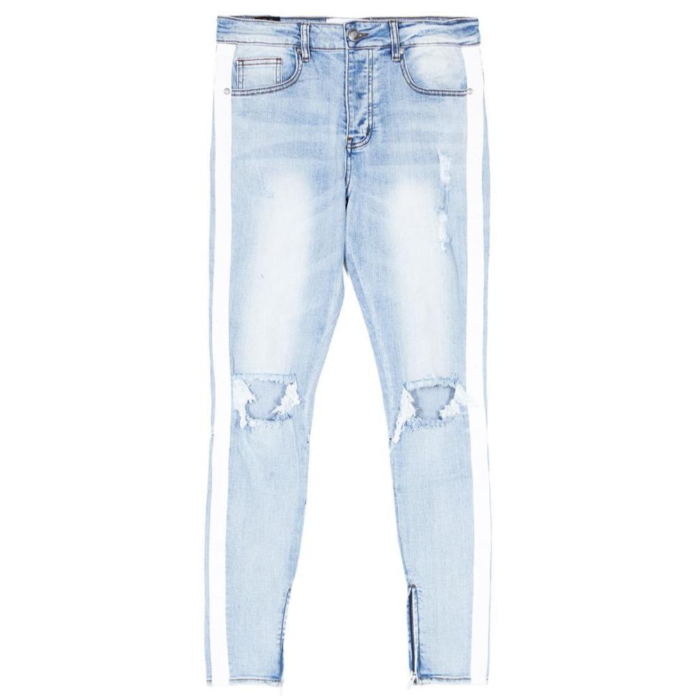 Sixth June - Jean trous bande blanche Bleu clair