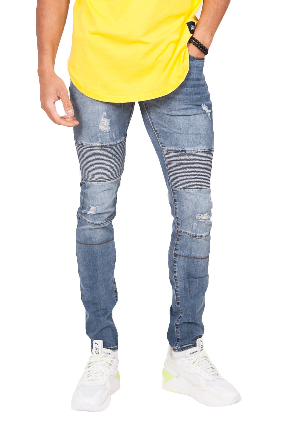 Sixth June - Jean biker délavé brut 1773H