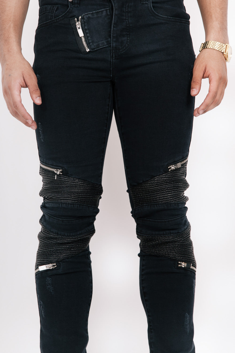 Sixth June - Jean biker destroy noir M2245HDE