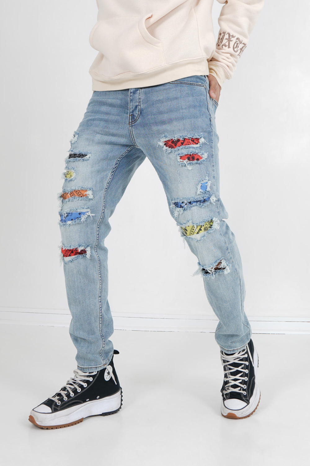 Sixth June - Jean empiècements bandana Bleu