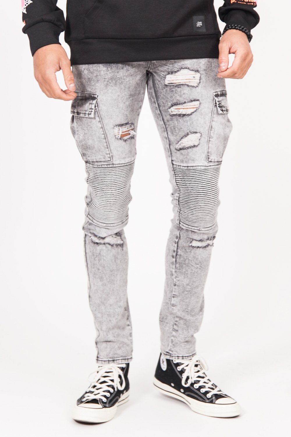 Jean Cargo Biker Grey M2433Hde