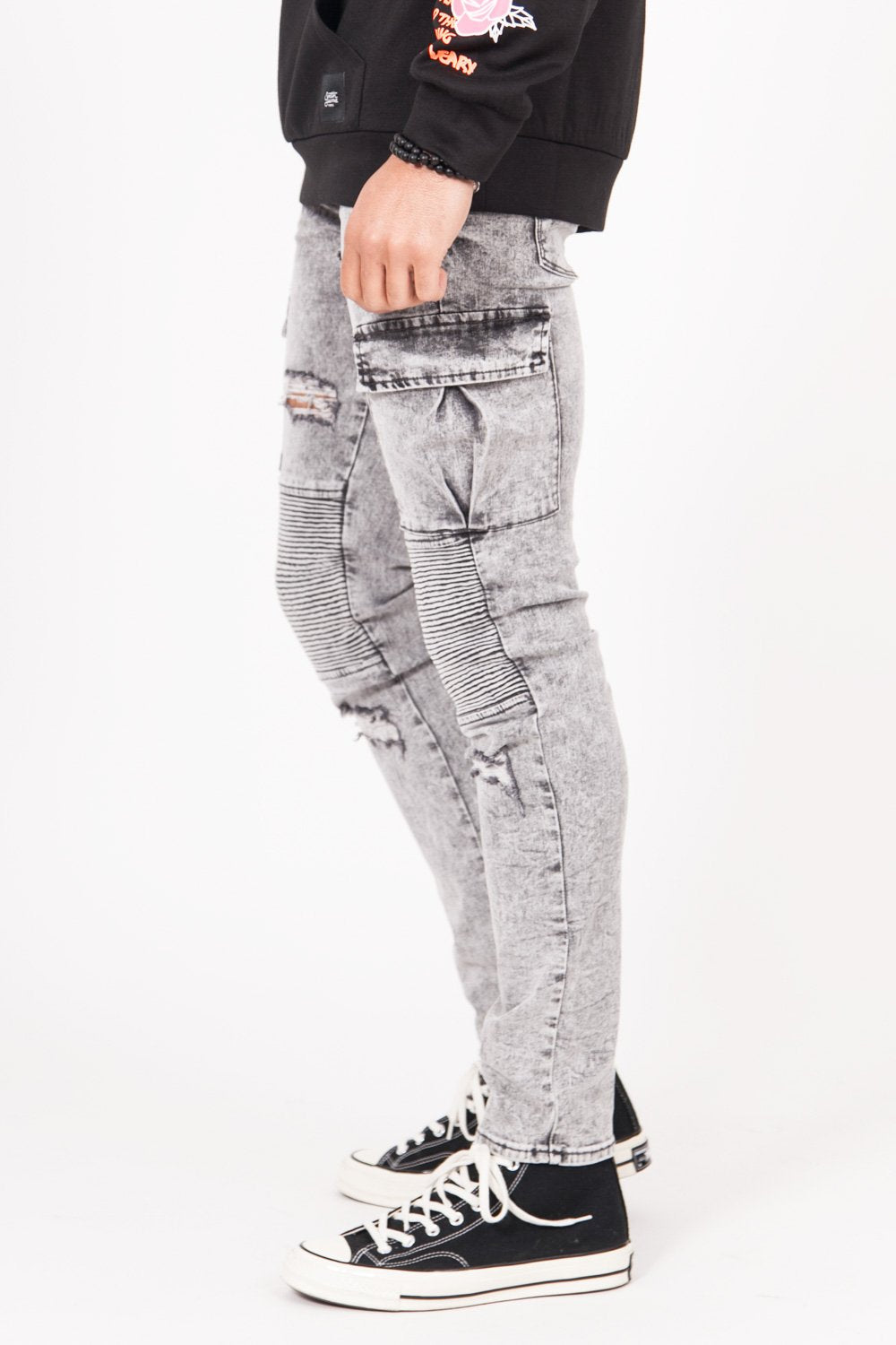 Jean Cargo Biker Grey M2433Hde