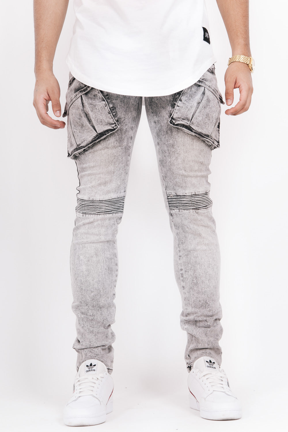 Sixth June - Denim biker cargo pockets grey