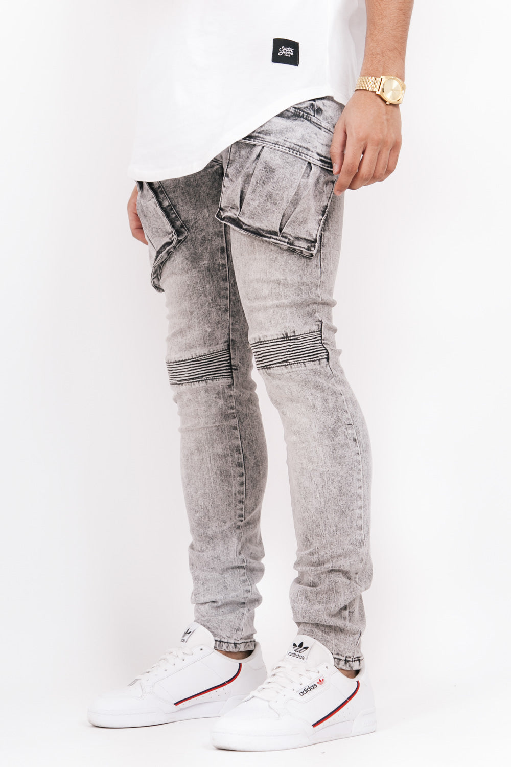 Sixth June - Denim biker cargo pockets grey