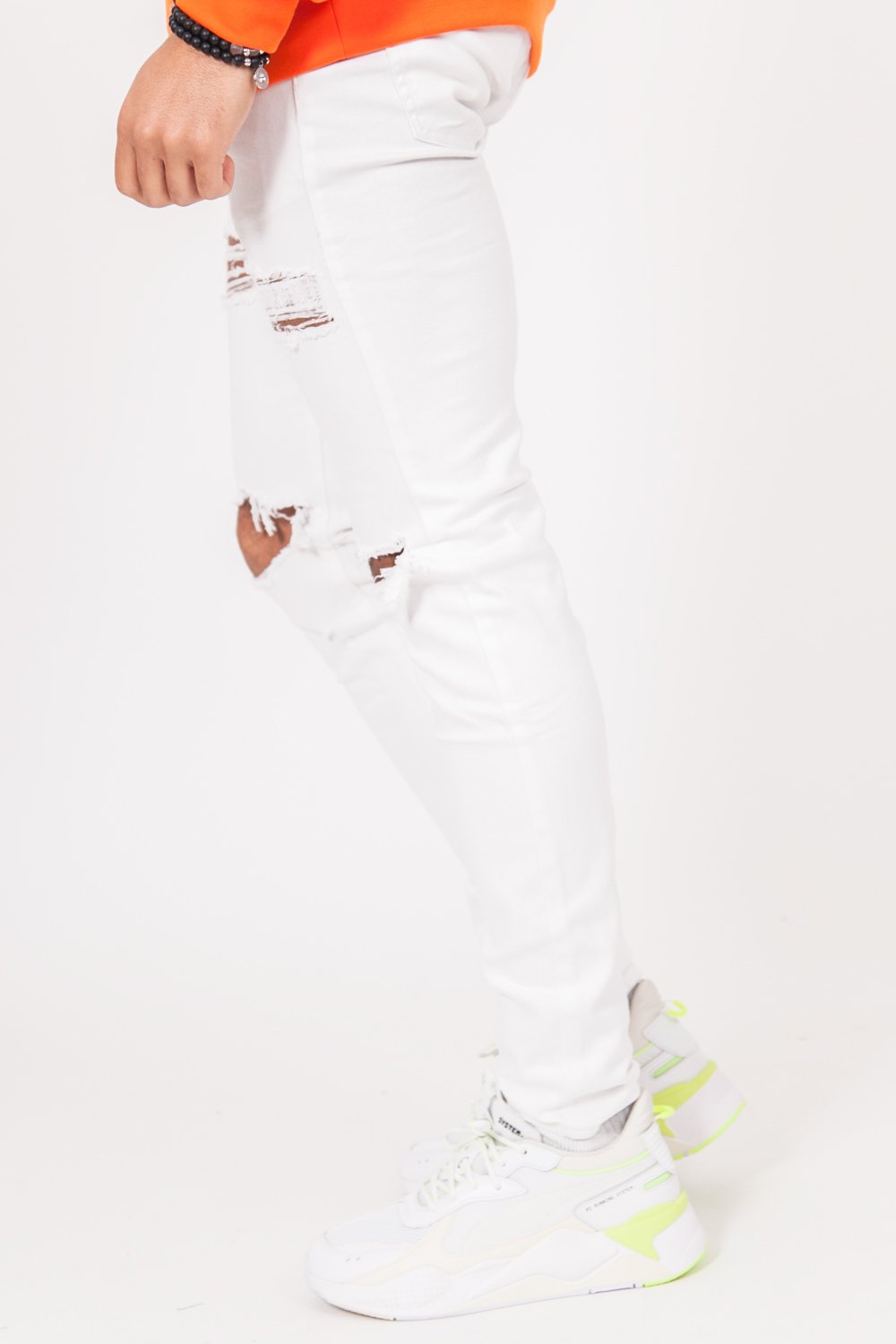 Denim ankle zipper white