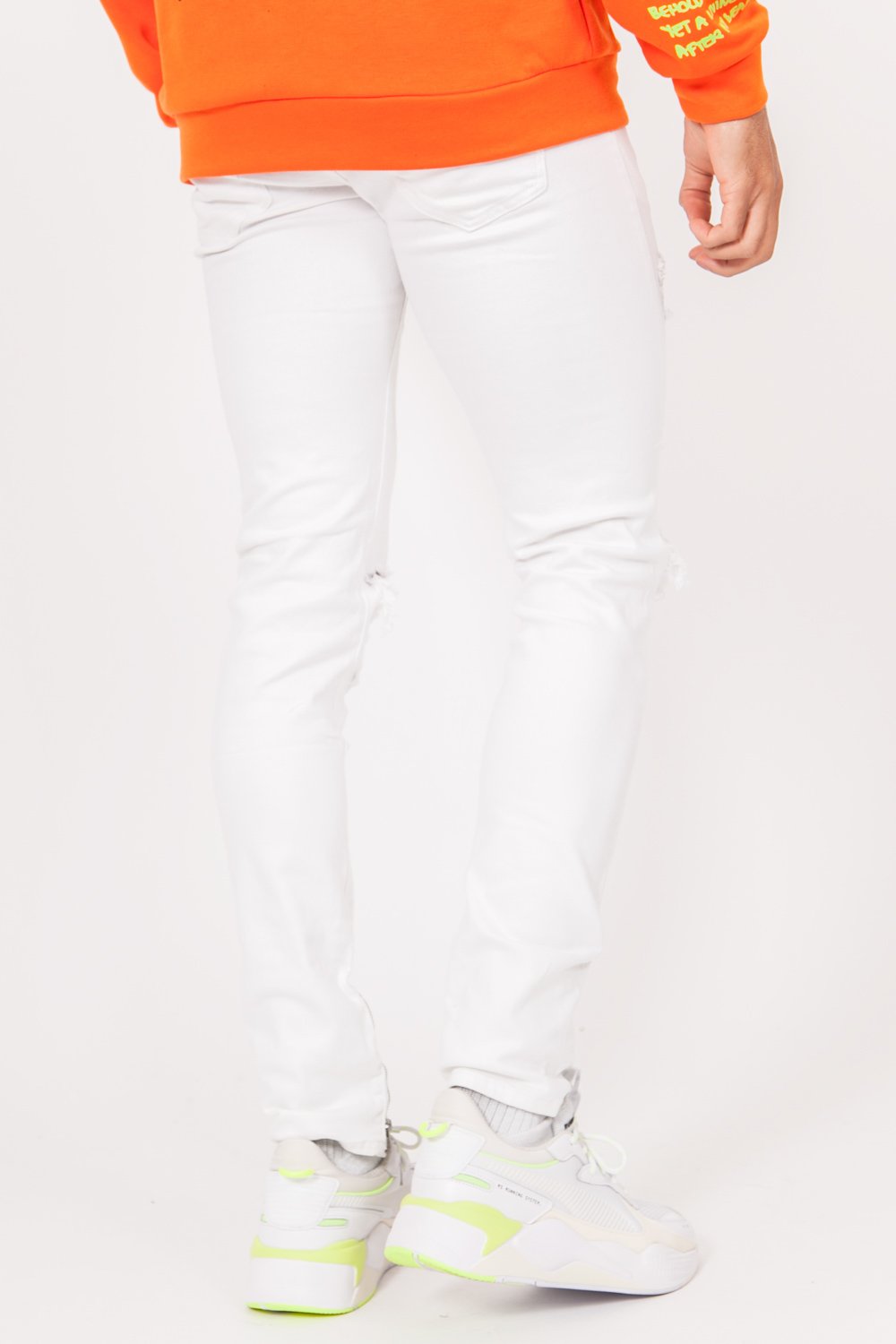 Denim ankle zipper white