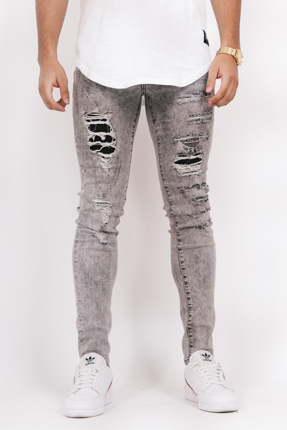 Sixth June - Denim destroyed inside patches grey M2465HDE