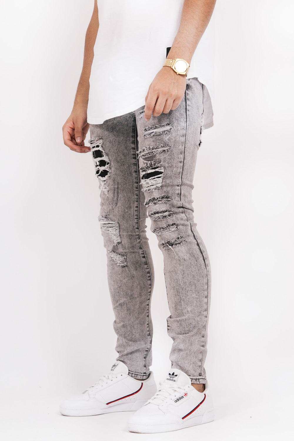 Sixth June - Denim destroyed inside patches grey M2465HDE