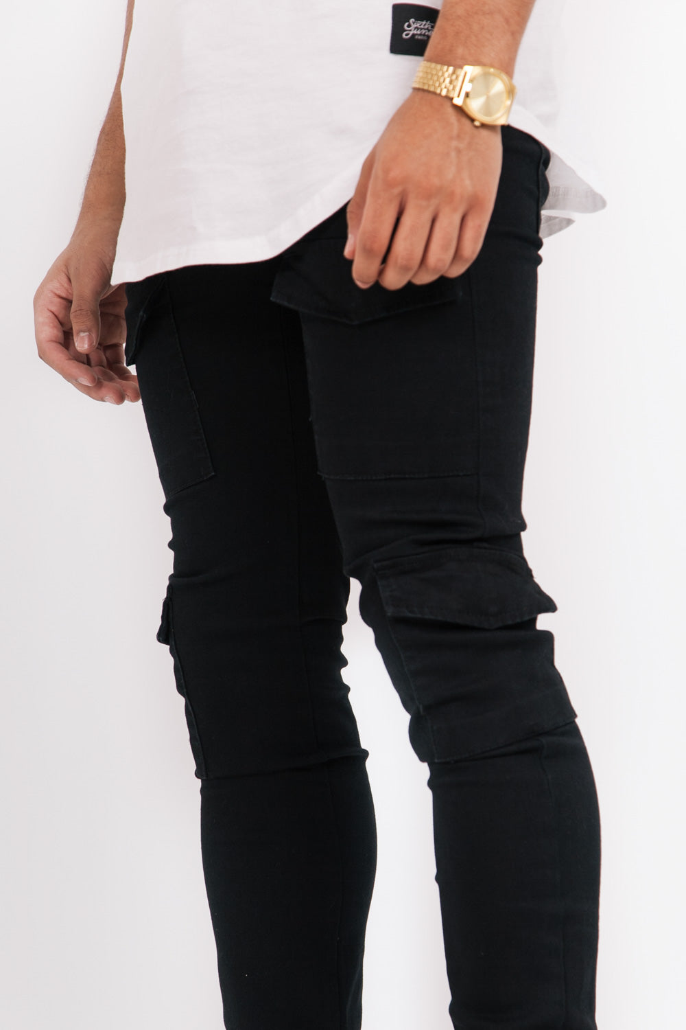 Sixth June - Denim cargo pockets black M2468HDE