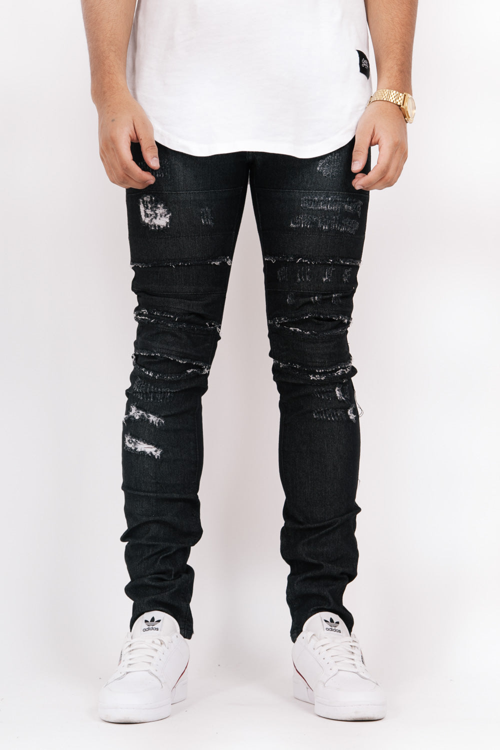 Sixth June - Jean déchiré coutures noir gris