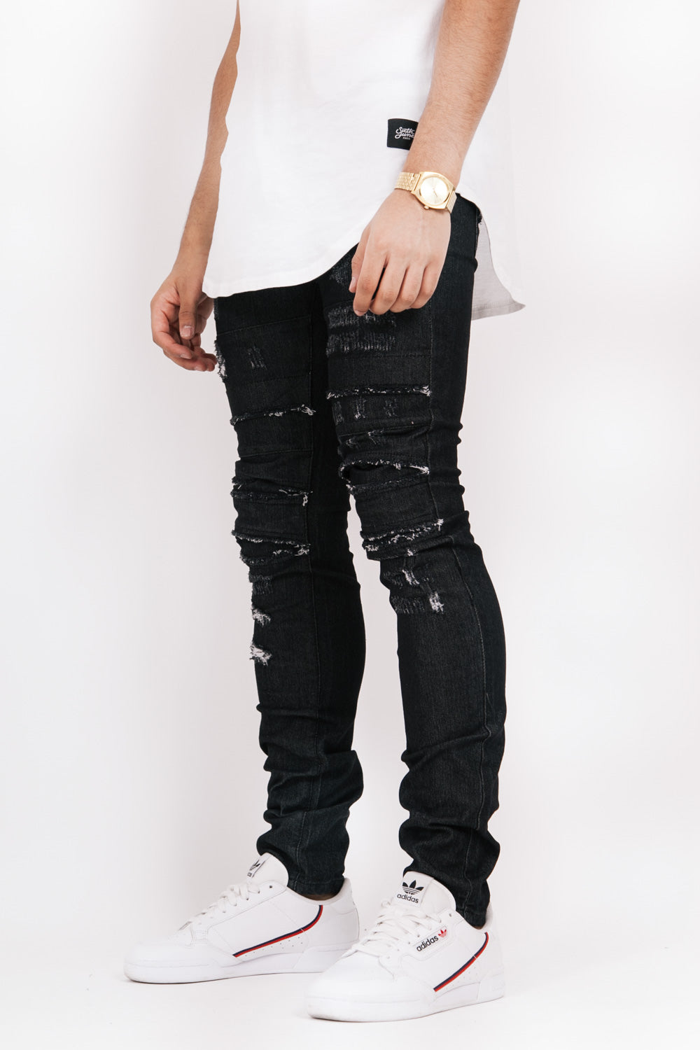 Sixth June - Jean déchiré coutures noir gris