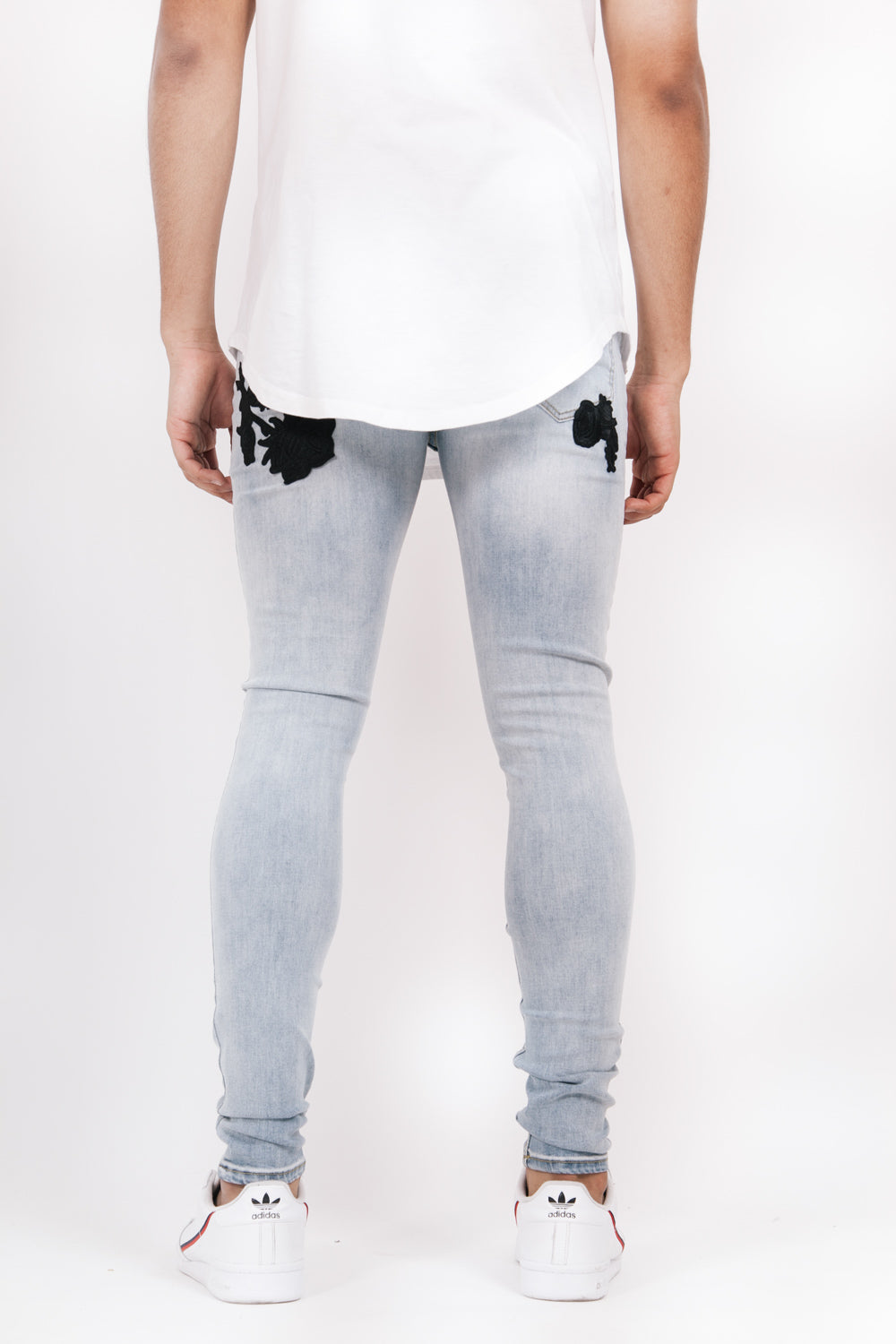 Sixth June - Jean broderie roses bleu