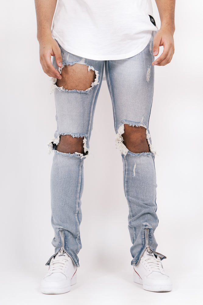 Sixth June - Jean zips avant destroy bleu