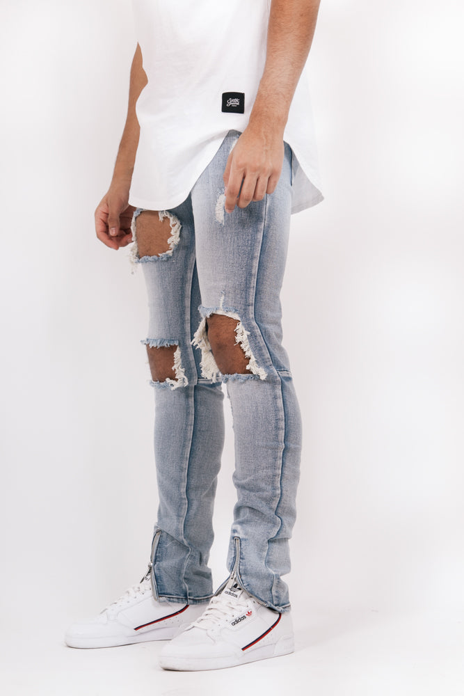 Sixth June - Jean zips avant destroy bleu