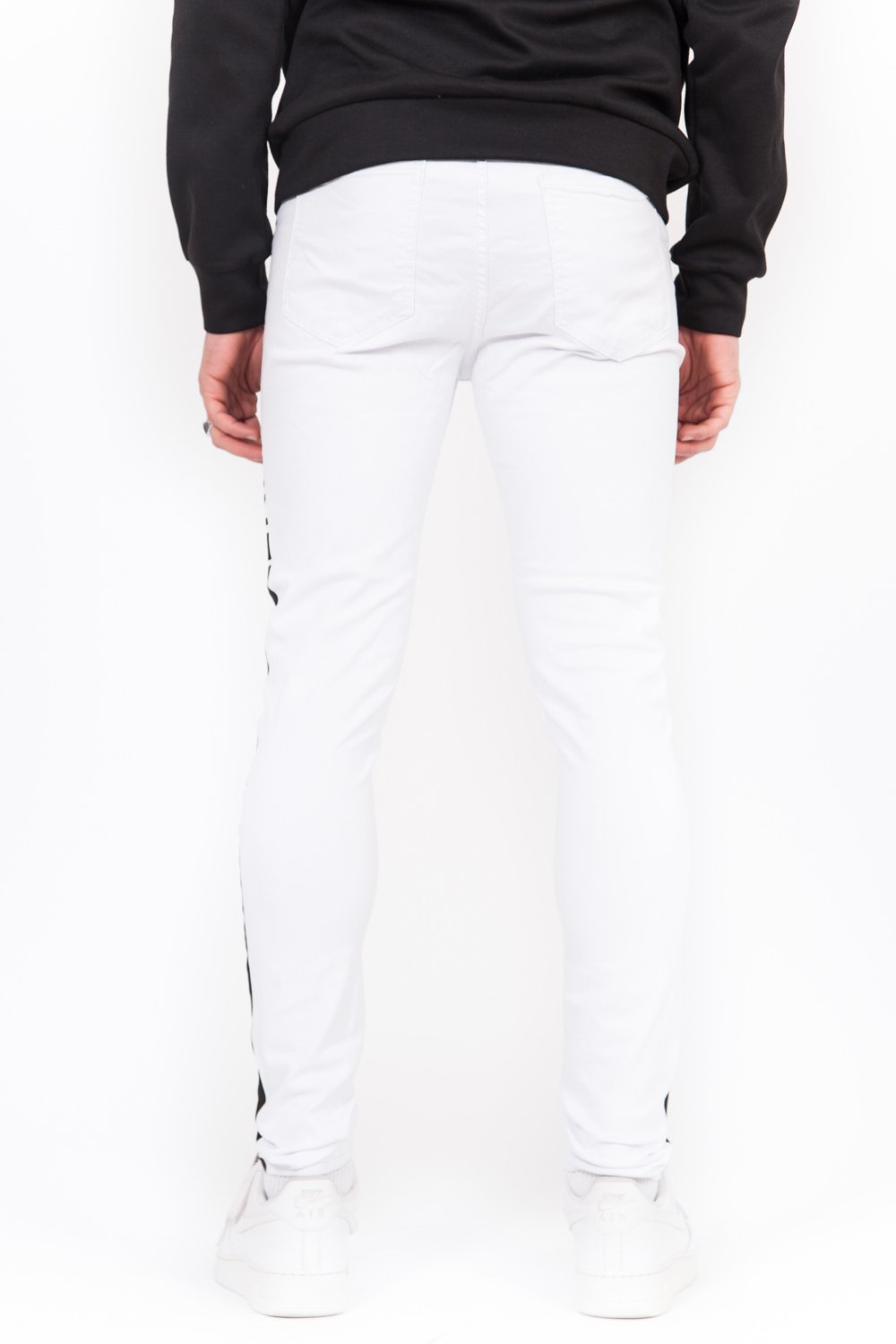 Jean bandes imprimés blanc noir