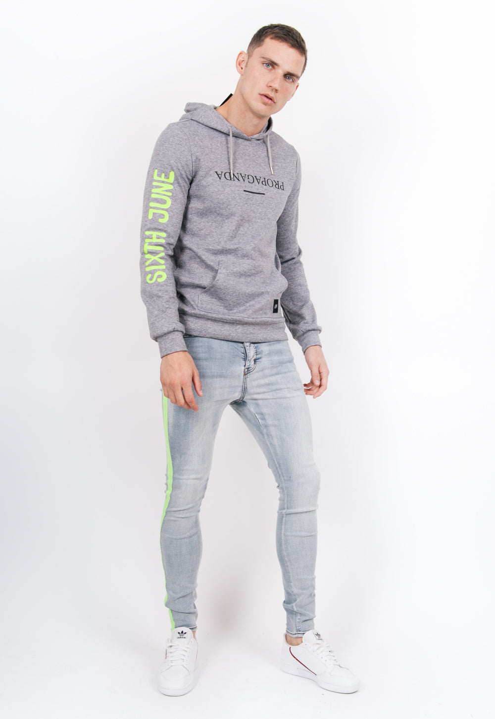 Sixth June - Jean bande fluo bleu vert