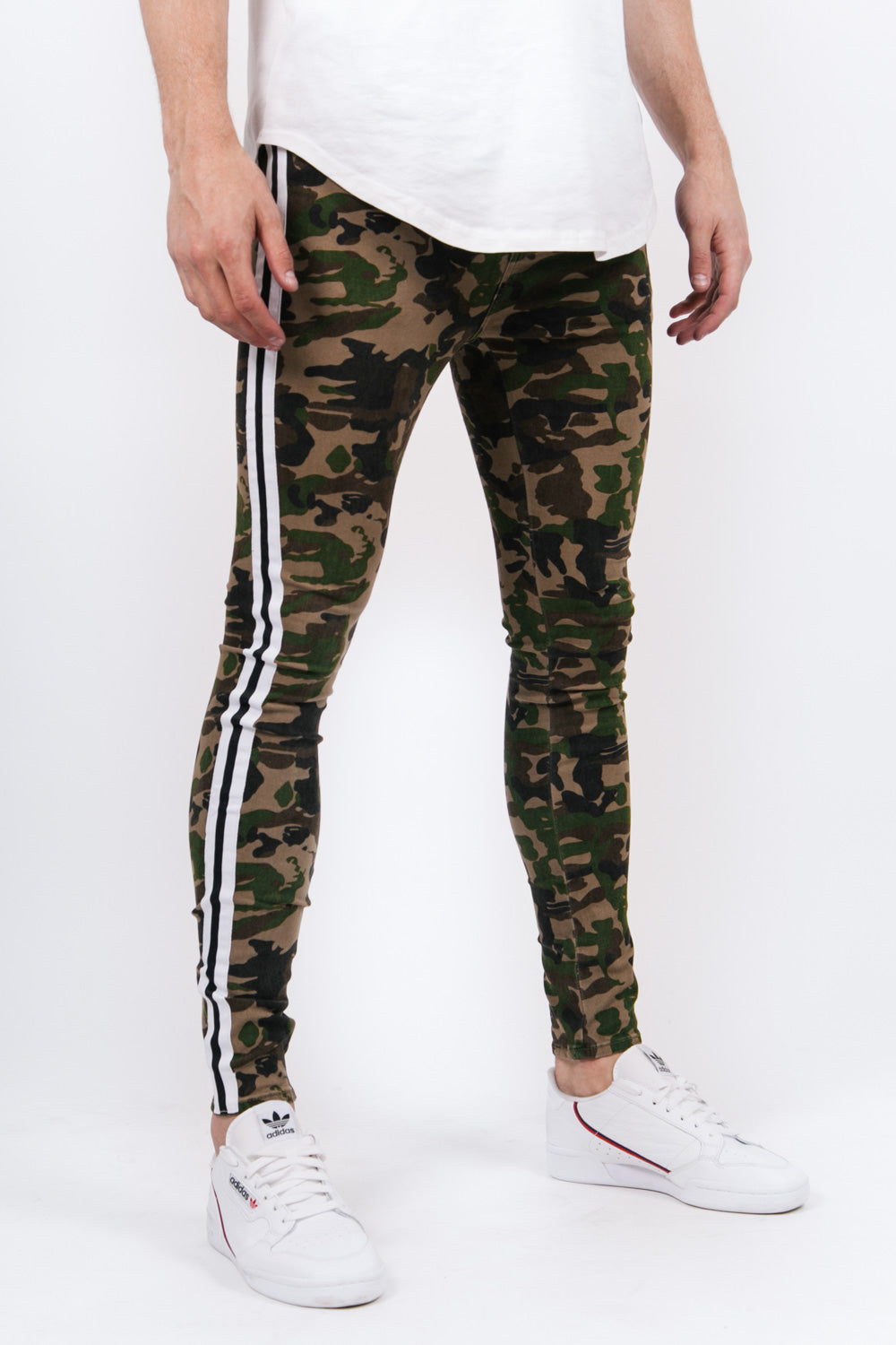 Sixth June - Jean bandes bicolores camouflage vert