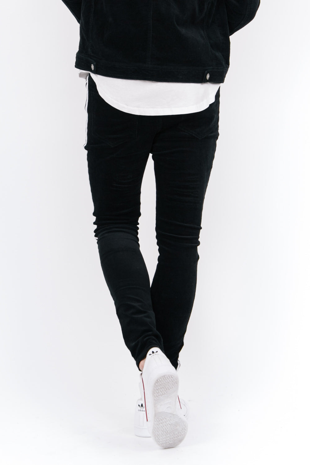 Sixth June - Jean velours côtelé bandes noir