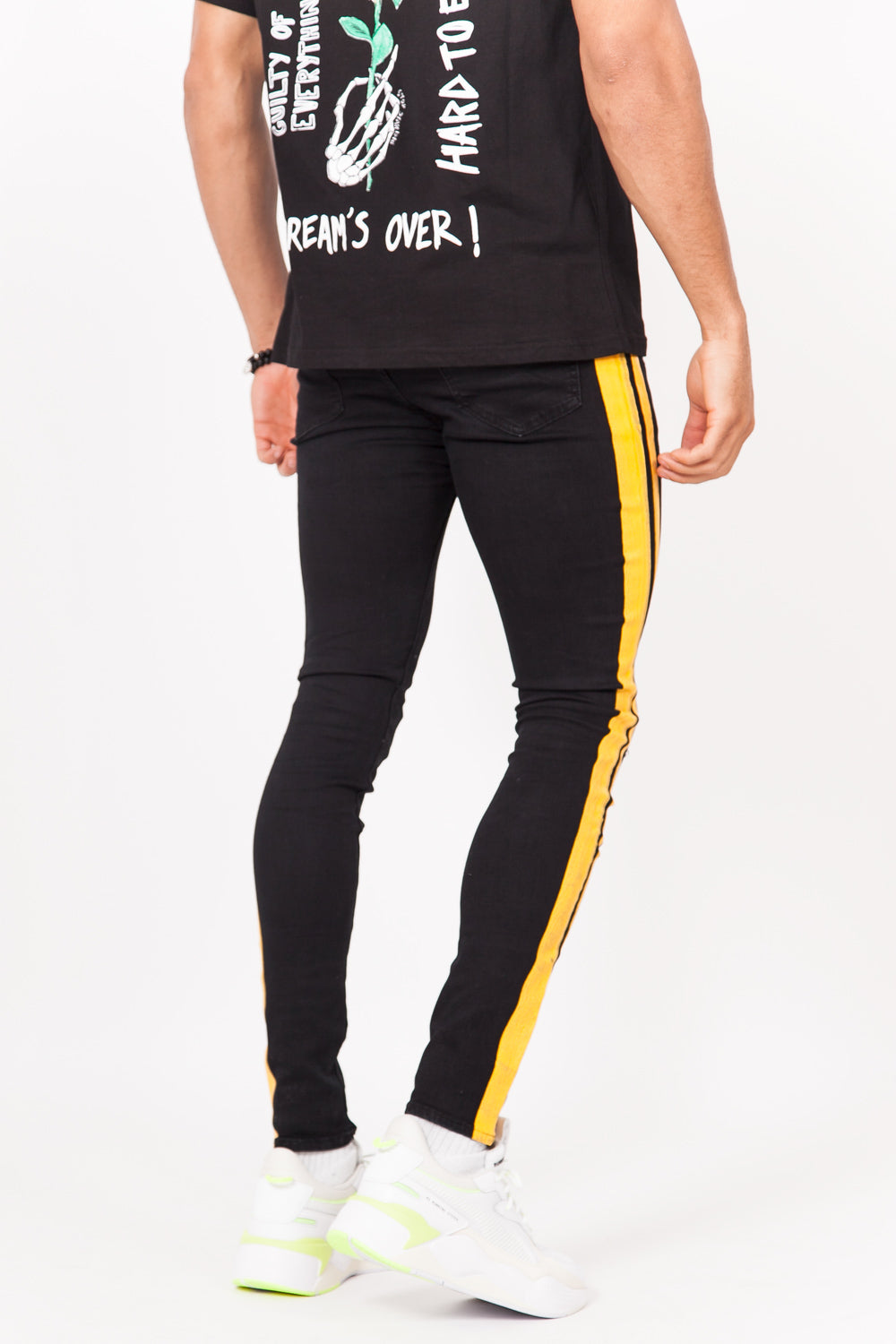 Sixth June - Jean bande double noir jaune