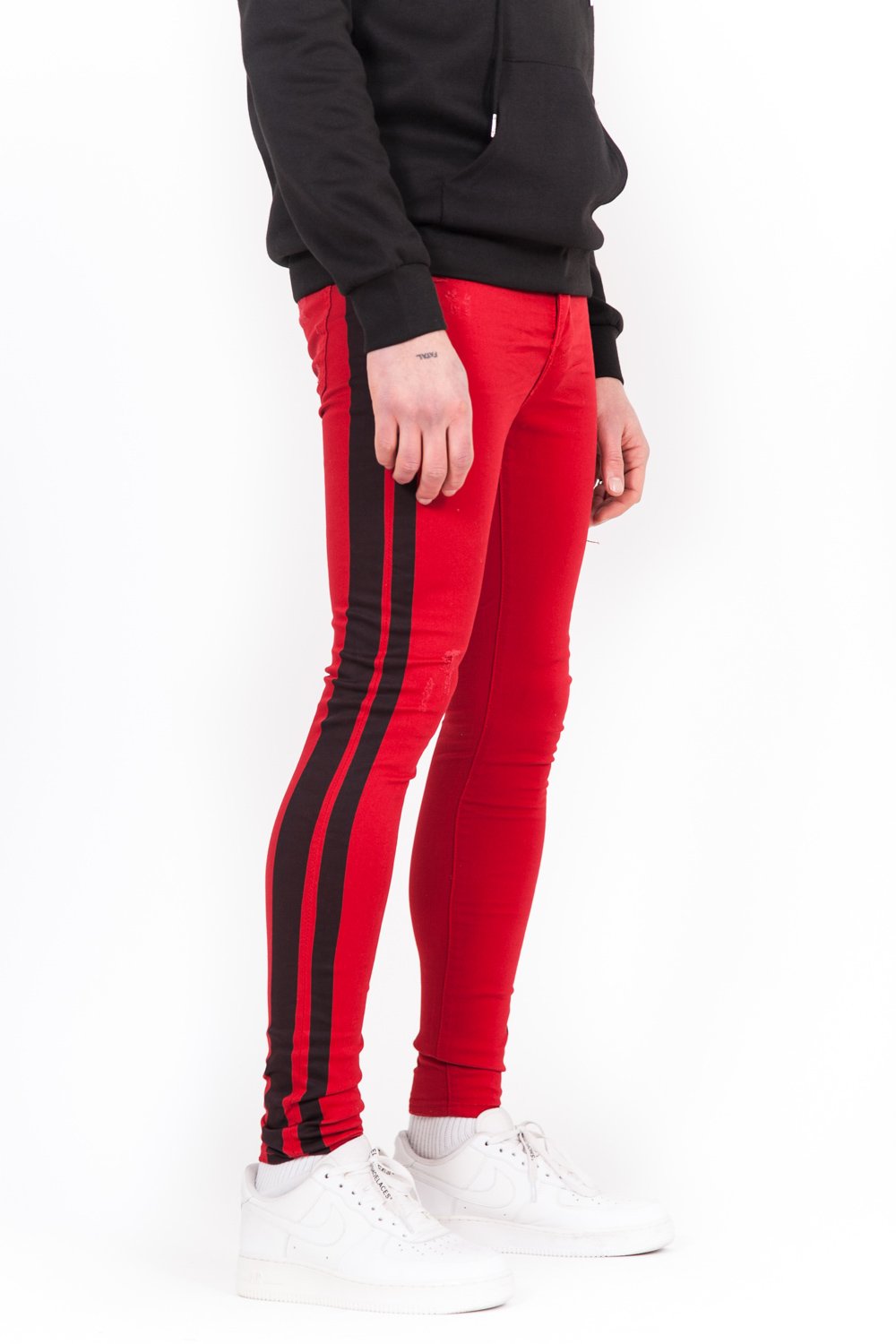 Double Taping Jeans Red Black
