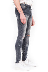 Grau gewaschene Destroyed-Jeans