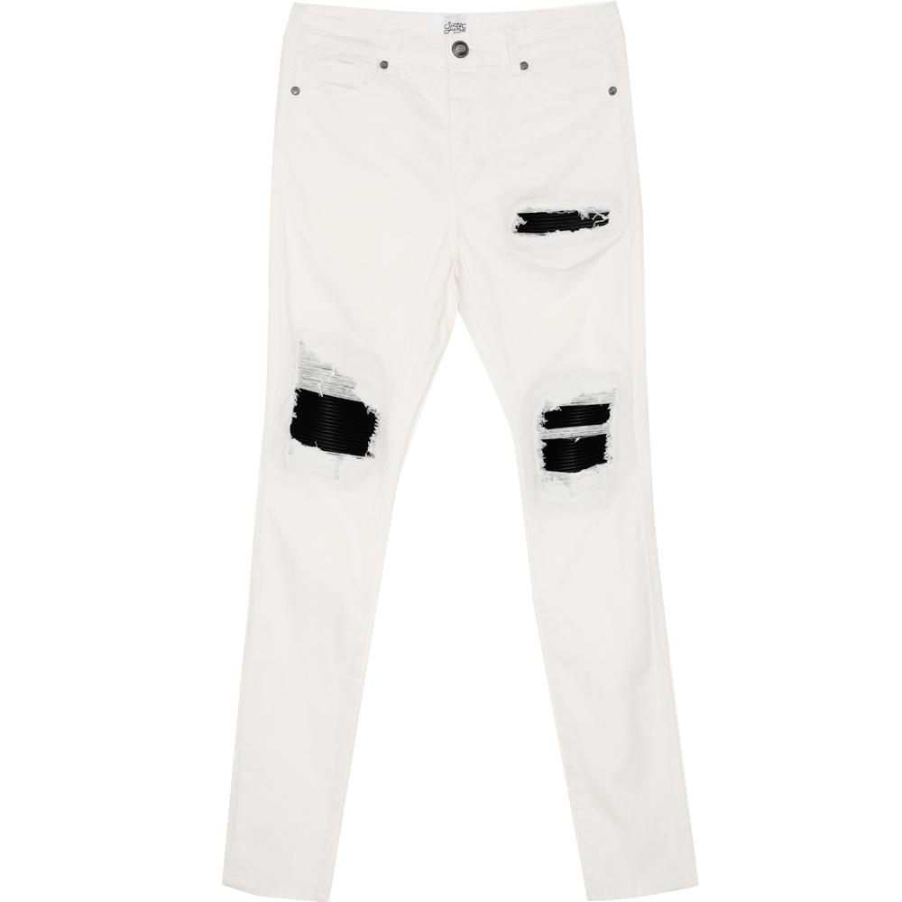 Jean déchiré biker blanc