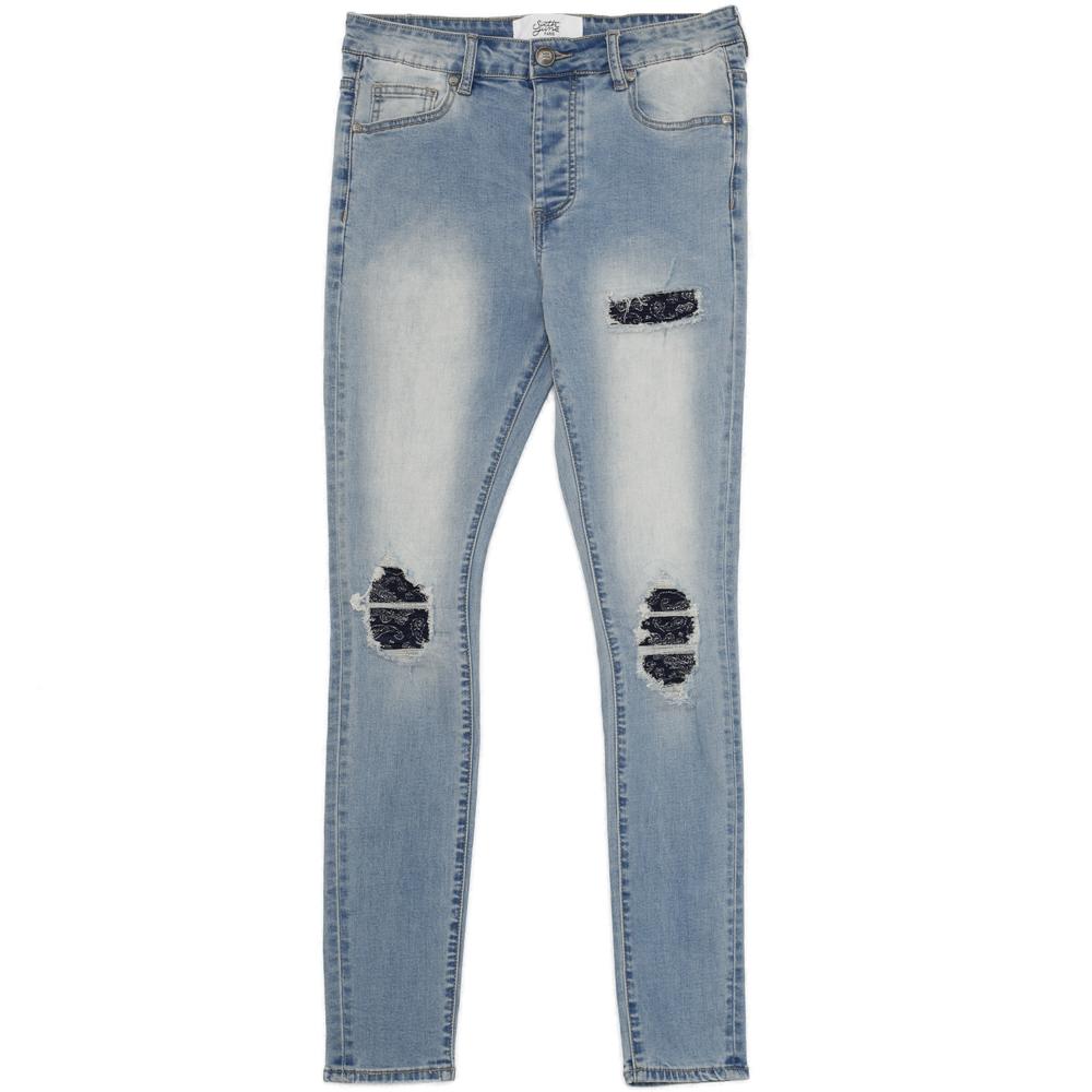 Sixth June - Jean déchiré bandana Bleu