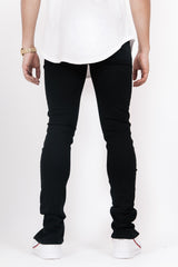 Destroyed Front Zips Jeans Black