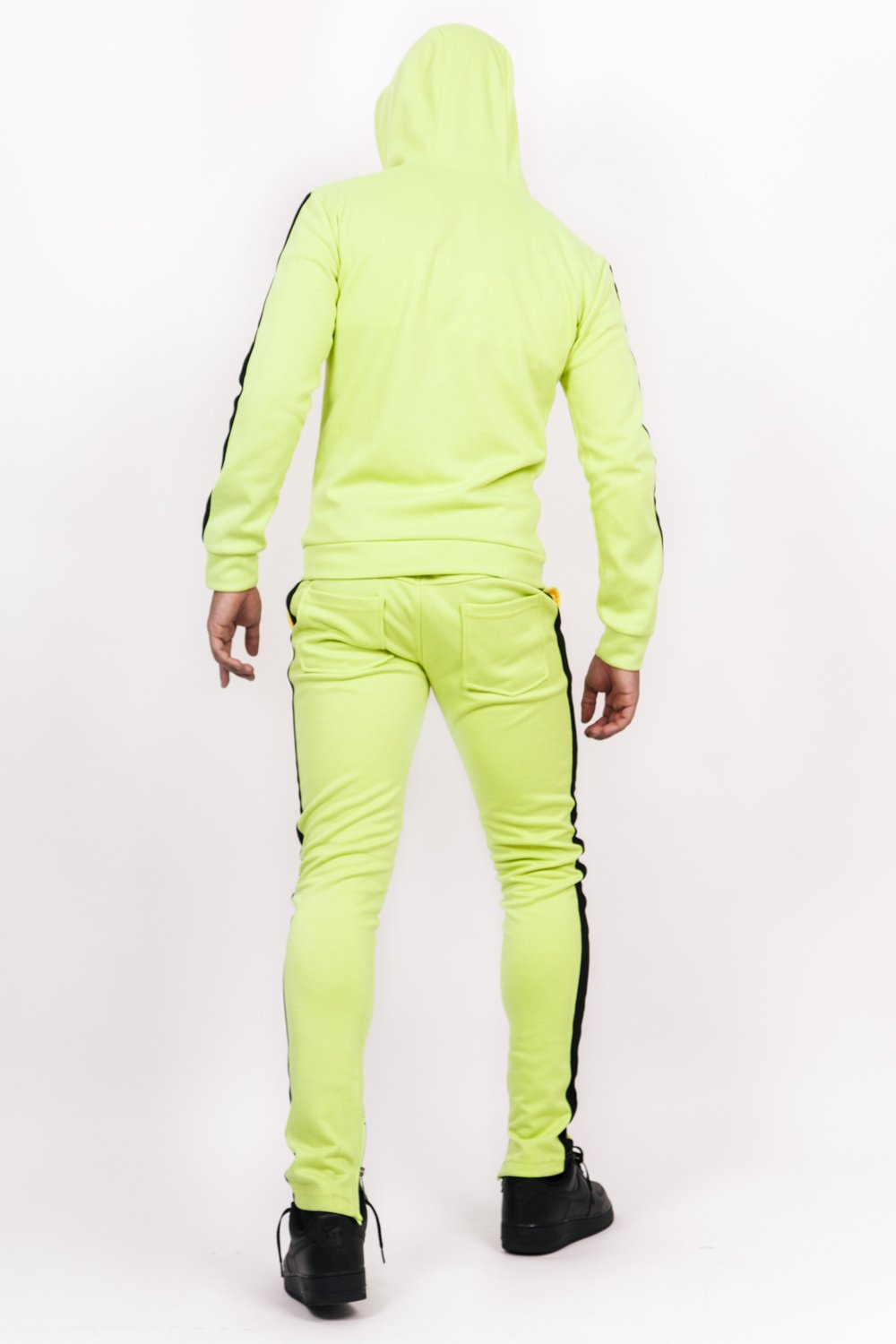 bands zip black joggers yellow fluorescent