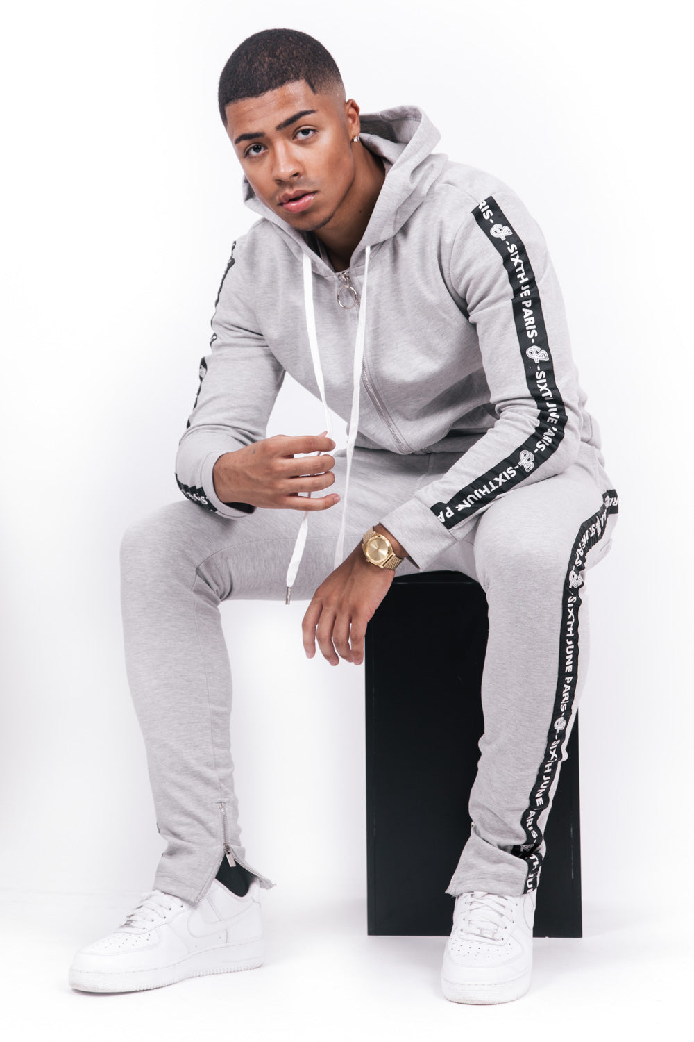 Sixth June - Jogging bandes texte gris noir