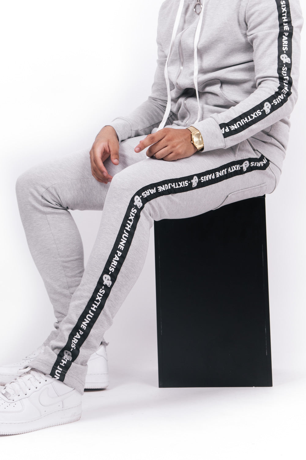 Sixth June - Jogging bandes texte gris noir